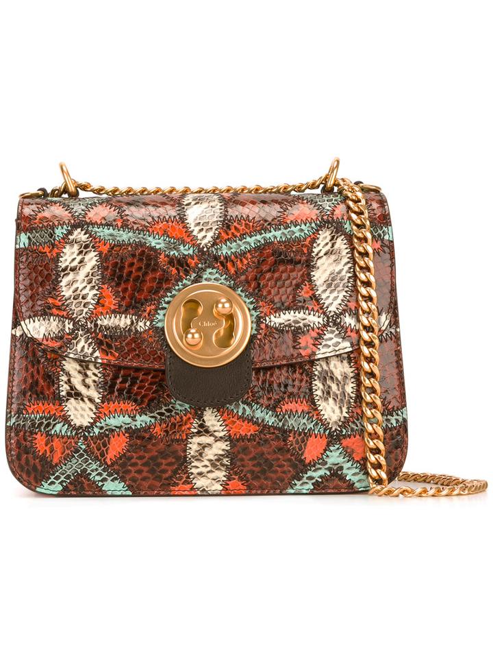 Chloé Stitch Detail Shoulder Bag, Women's, Brown, Leather/suede