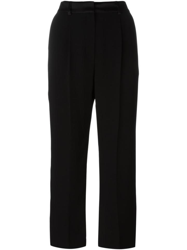 Mcq Alexander Mcqueen Satin Waistband Cropped Trousers, Women's, Size: 40, Black, Triacetate/polyester