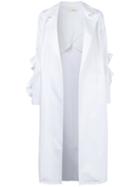 Elaidi Ruffle Trim Coat, Women's, Size: 46, White, Cotton/spandex/elastane
