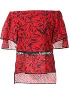 Prabal Gurung Off-shoulder Tiered Ruffle Blouse, Women's, Size: 2, Red, Cotton