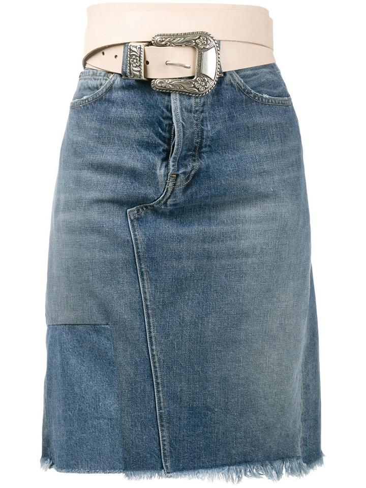 Golden Goose Deluxe Brand Belted Denim Skirt, Women's, Size: Medium, Blue, Cotton/leather
