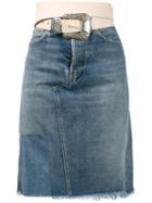 Golden Goose Deluxe Brand Belted Denim Skirt, Women's, Size: Medium, Blue, Cotton/leather