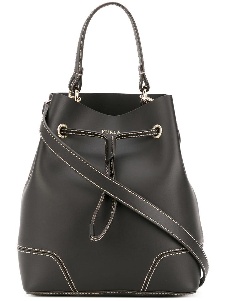 Furla - Stitch Detail Bucket Bag - Women - Leather - One Size, Black, Leather