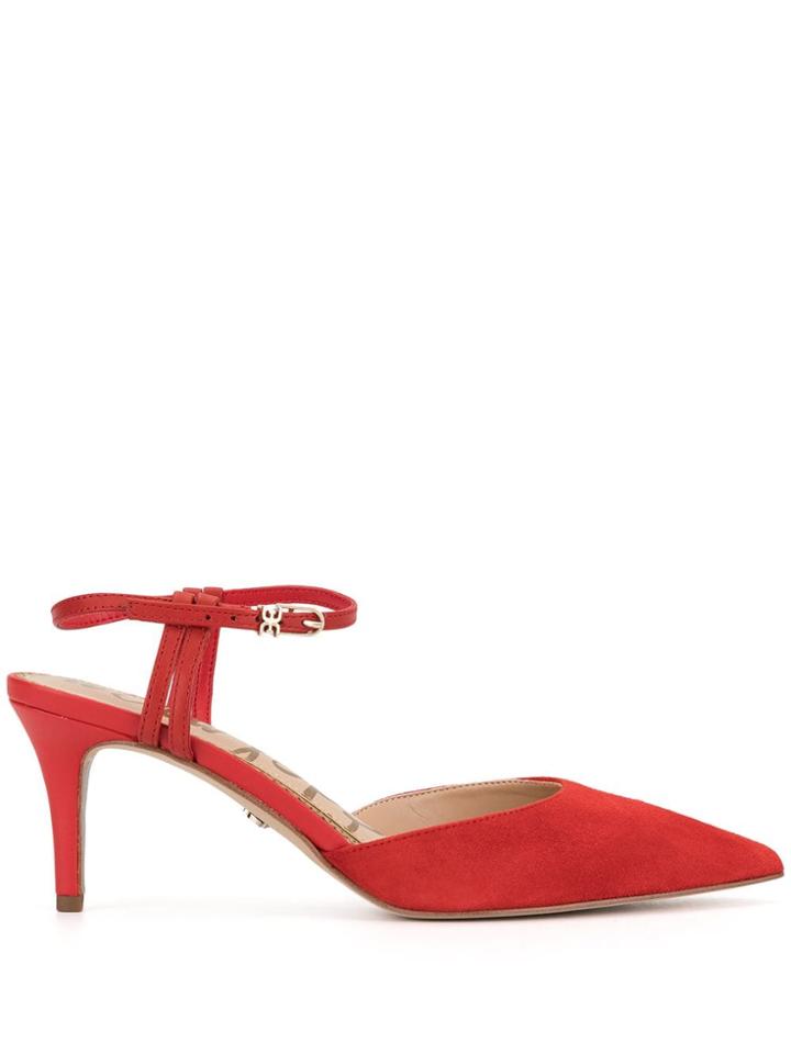 Sam Edelman Javin Ankle Strap Pumps - Red