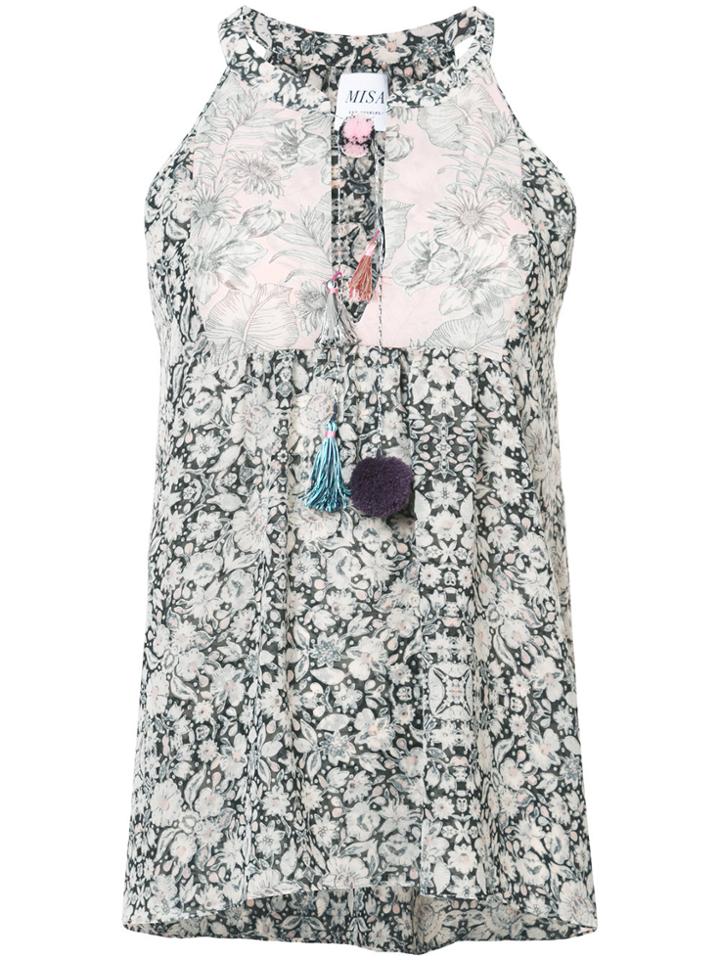 Misa Los Angeles Floral Print Halterneck Top - Multicolour
