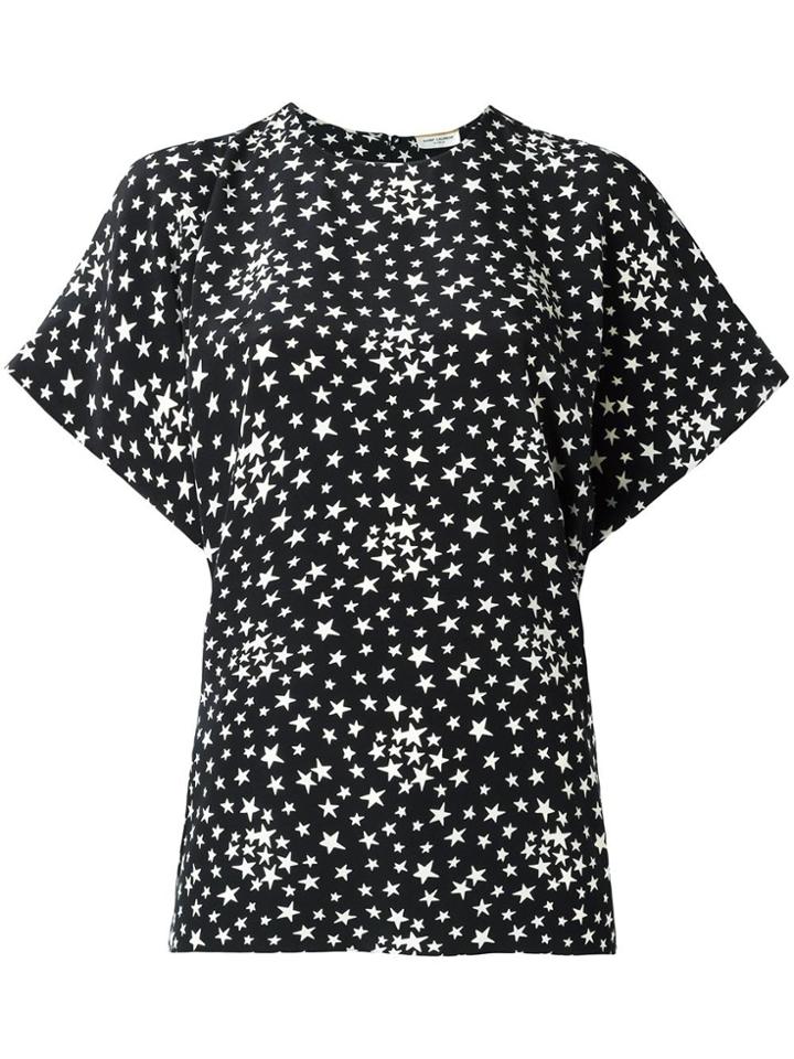 Saint Laurent Star Print Open Shoulder Blouse - Black