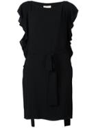 Michael Michael Kors Ruffled Dress, Women's, Size: Medium, Black, Polyester/spandex/elastane