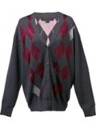 Alexander Wang Argyle Cardigan With Sheer Diamonds, Women's, Size: Small, Grey, Nylon/rayon/merino