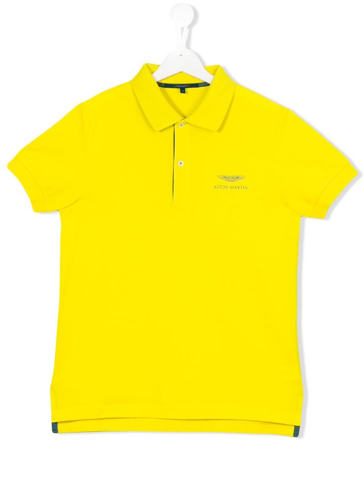 Aston Martin Kids Embroidered Logo Polo Shirt, Boy's, Size: 14 Yrs, Yellow/orange