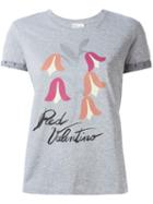 Red Valentino Head Logo Print T-shirt, Women's, Size: Medium, Grey, Cotton/polyamide