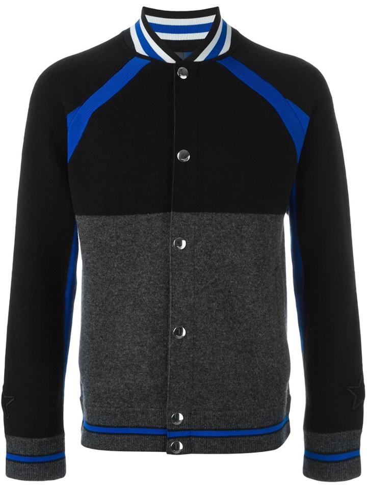 Givenchy Striped Band Varsity Jacket, Men's, Size: Small, Black, Cotton/polyester/wool