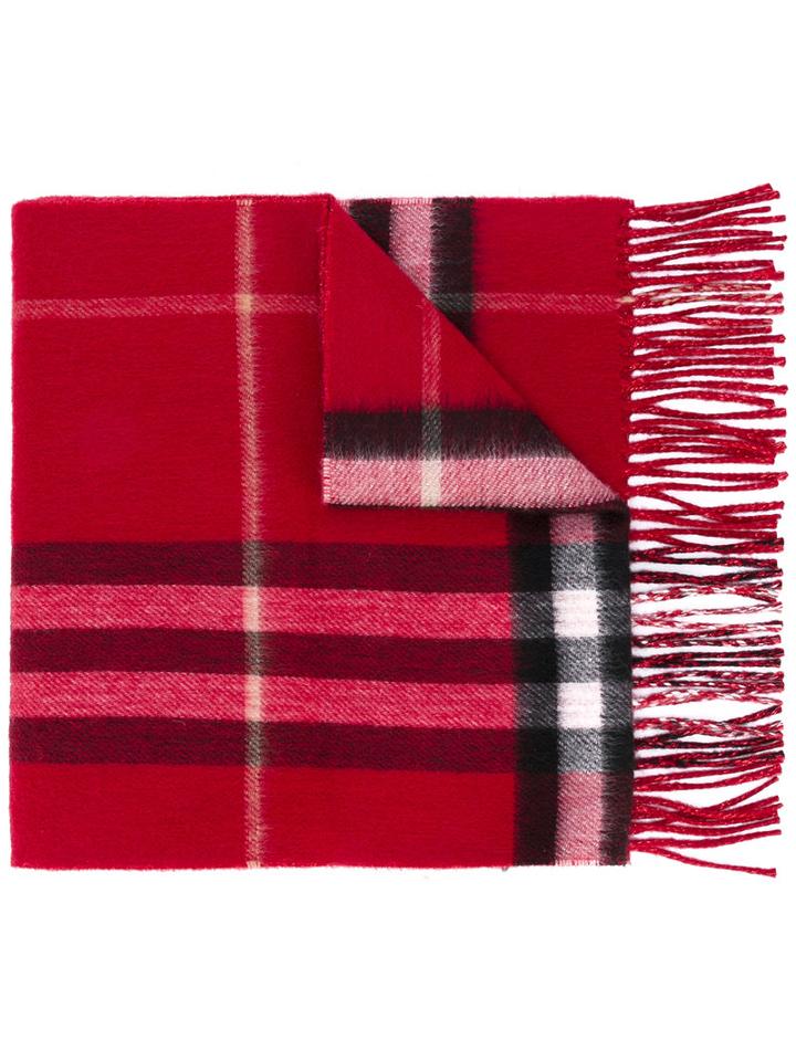 Burberry - Checked Scarf - Women - Polyester/cashmere/metallic Fibre - One Size, Red, Polyester/cashmere/metallic Fibre