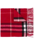 Burberry - Checked Scarf - Women - Polyester/cashmere/metallic Fibre - One Size, Red, Polyester/cashmere/metallic Fibre