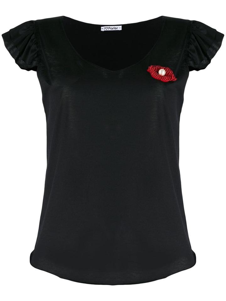 Parlor Ruffle Trim T-shirt - Black