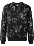Paul Smith Floral Embroidery Sweatshirt, Men's, Size: Large, Black, Cotton