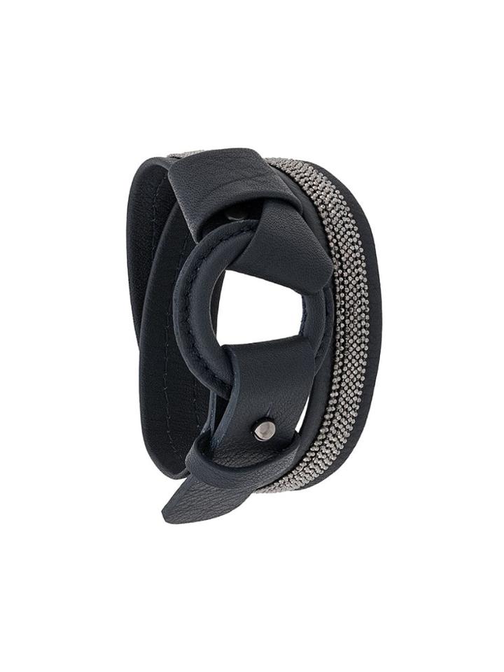 Fabiana Filippi Metallic Embellished Wrap Bracelet - Black