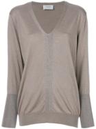 Snobby Sheep Fitted V-neck Sweater - Nude & Neutrals