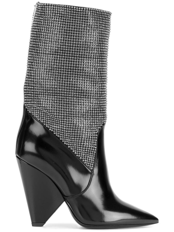 Saint Laurent Niki Chainmail Boots - Black