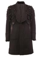 The Soloist Embroidered Panelled Coat, Men's, Size: 48, Black, Lamb Skin/cupro/cashmere/wool