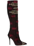 Oscar De La Renta Embroidered And Embellished Knee Boots - Black