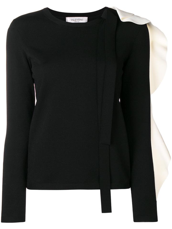 Valentino Ruffle Patch Sweater - Black