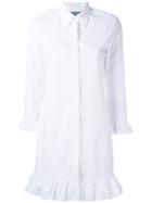 Prada Pleated Trim Shirt Dress, Women's, Size: 42, White, Cotton/spandex/elastane/polyimide