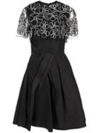 Carolina Herrera Floral Embroidery Midi Dress - Black