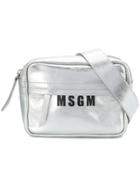 Msgm Logo Print Bum Bag - Metallic