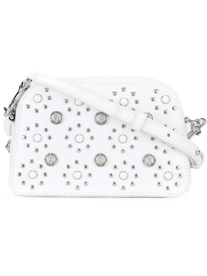 Versus Flower Studded Crossbody Bag, Women's, White, Calf Leather/metal (other)