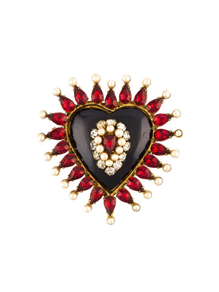 Chanel Vintage Heart Brooch, Women's, Metallic