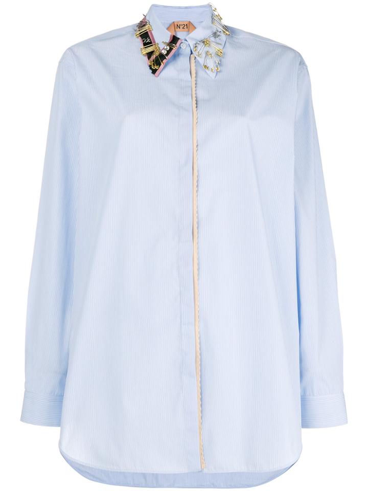 No21 Striped Embellished Shirt - Blue