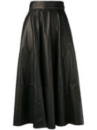 Loewe High Waisted Leather Skirt - Black