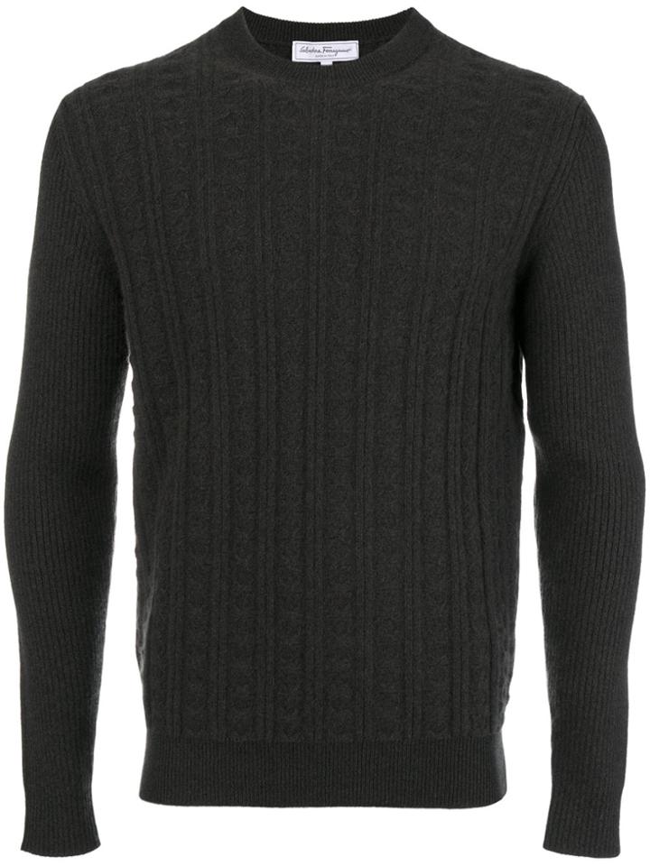 Salvatore Ferragamo Ribbed Round Neck Jumper - Green