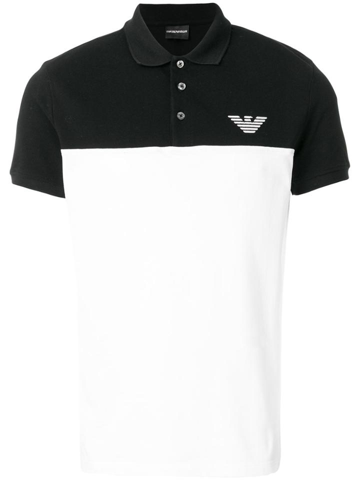 Emporio Armani Contrast Panel Polo Shirt - White