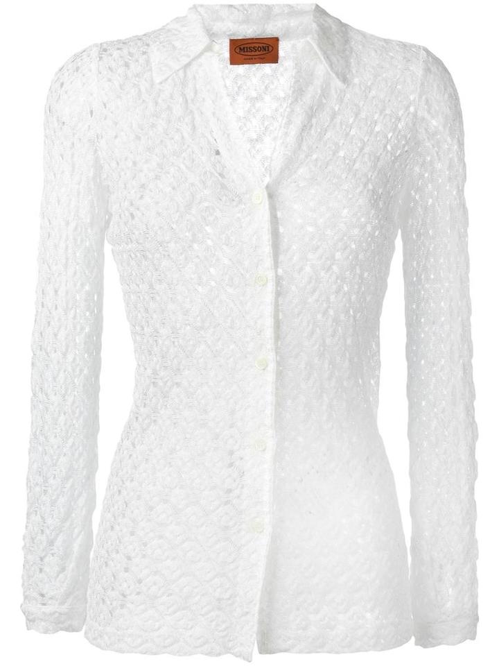 Missoni Open Knit Shirt, Women's, Size: 44, White, Viscose