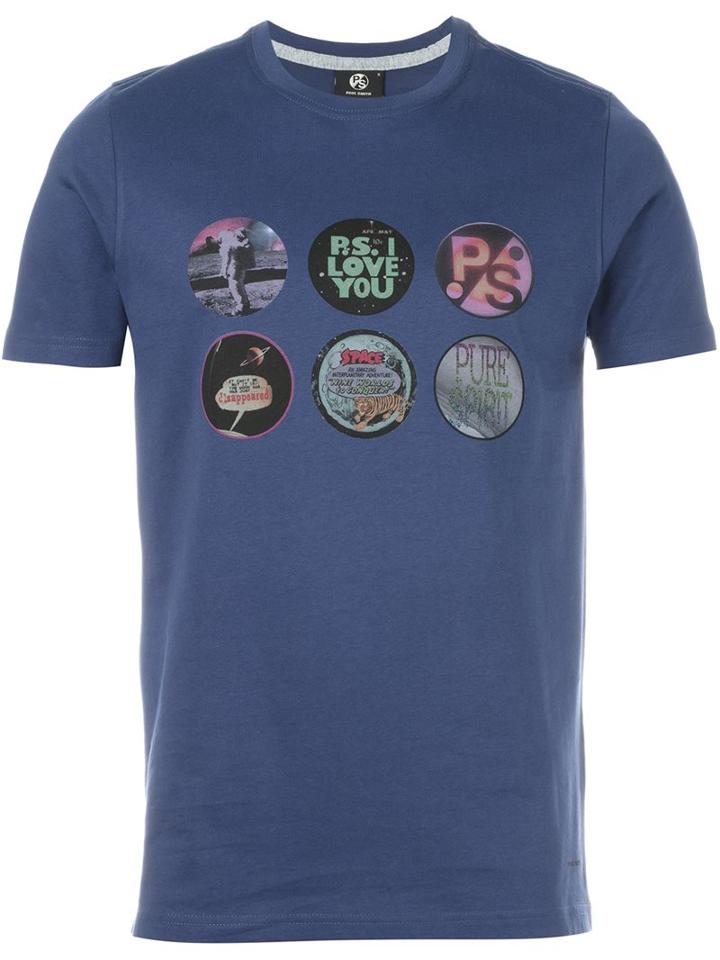Ps By Paul Smith Multi Print T-shirt, Men's, Size: Small, Blue, Cotton