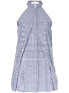 Dion Lee Checked Halterneck Blouse, Women's, Size: 10, Blue, Cotton