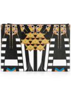 Givenchy Egyptian Art Deco Printed Clutch, Adult Unisex, Black, Cotton/polyester/polyurethane