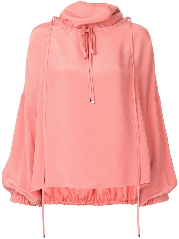 Tibi Drawstring Ruched Top - Pink & Purple