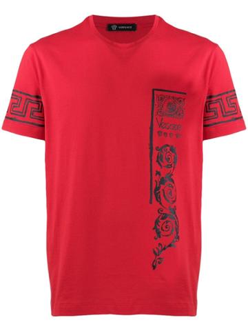 Versace Signature Brand Logos T-shirt - Red