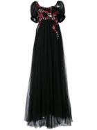 Gucci Snake Embroidered Tulle Gown - Black