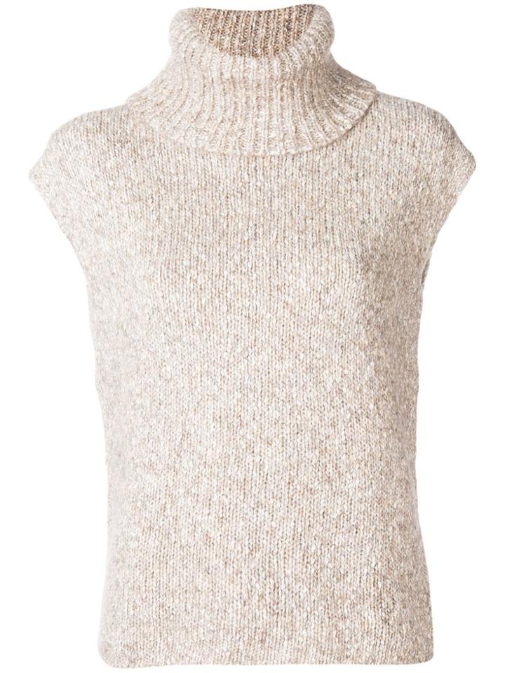 Paule Ka Short-sleeved Roll Neck Sweater - Neutrals