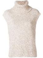 Paule Ka Short-sleeved Roll Neck Sweater - Neutrals