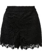 Alice+olivia Scalloped Hem Shorts, Women's, Size: 10, Black, Polyester/spandex/elastane