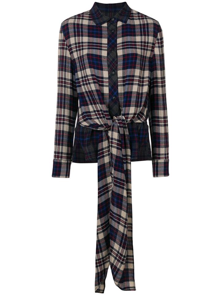 Rag & Bone Plaid Tie Front Shirt - Nude & Neutrals