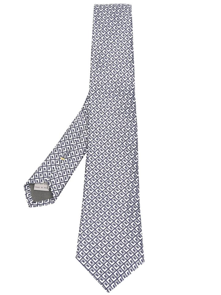 Canali Geometric Print Tie - Grey