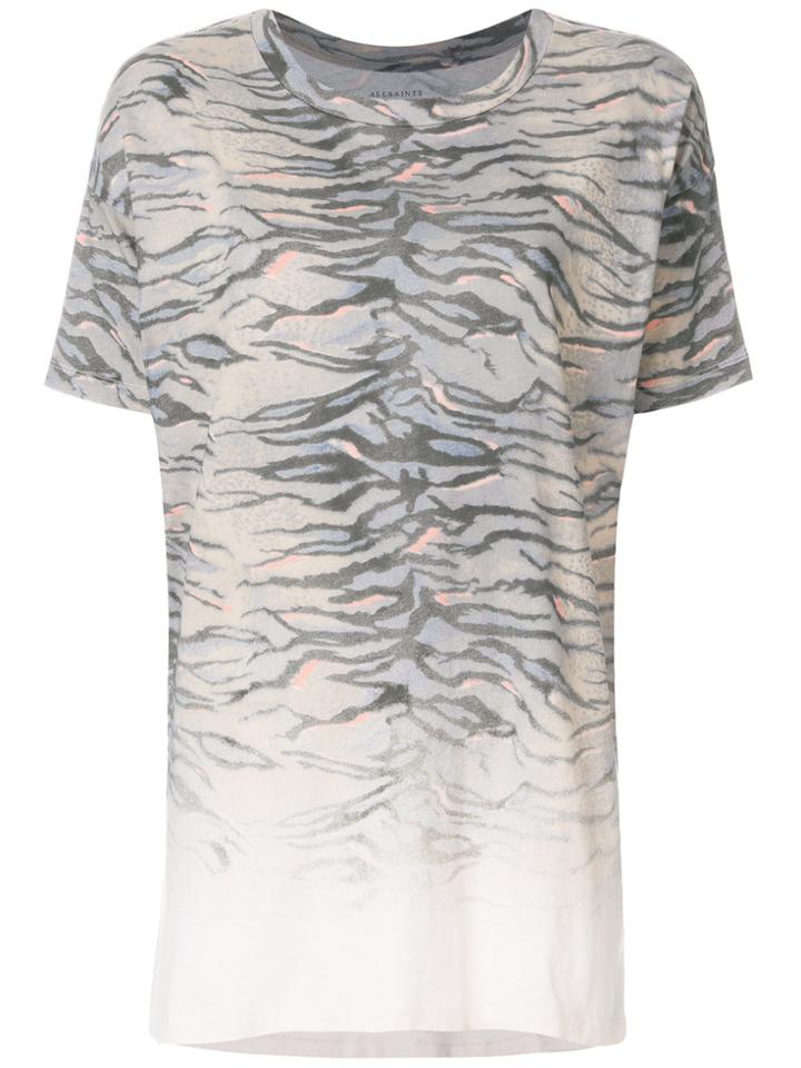 All Saints Tiger Stripes Print Loose Fit T-shirt - Grey