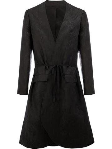 Aganovich Jacquard Belted Coat, Men's, Size: 46, Black, Linen/flax