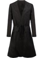 Aganovich Jacquard Belted Coat, Men's, Size: 46, Black, Linen/flax