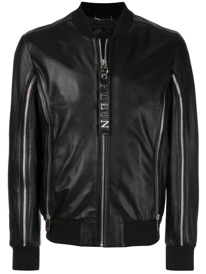 Philipp Plein Zip Trimmed Bomber Jacket - Black